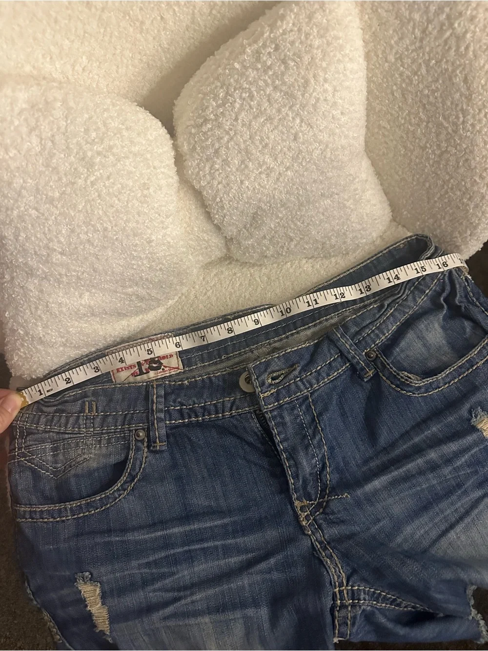 1st Kiss Washed Blue Distressed Denim Shorts
